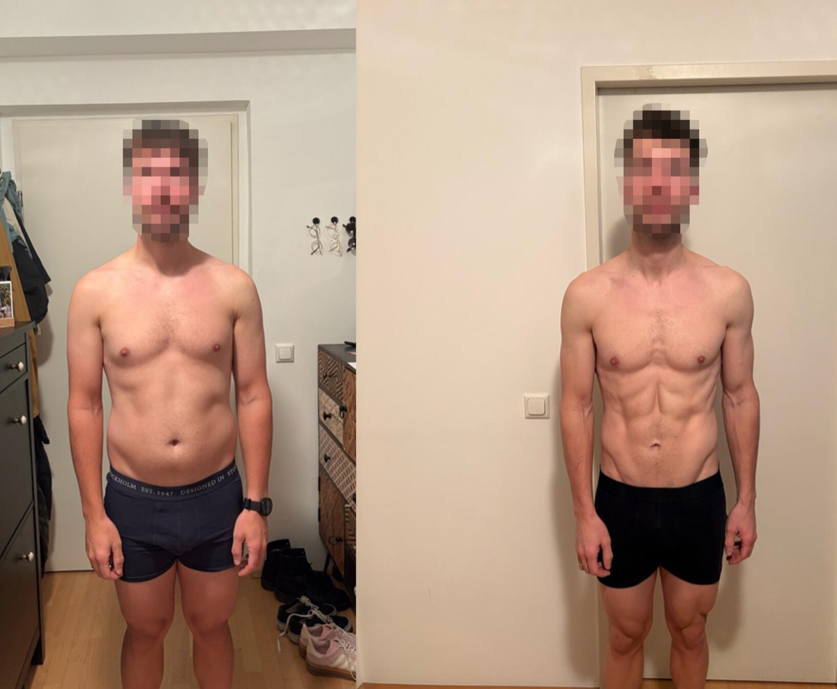 Vorher-Nachher-Vergleich von Michi nach 12 Wochen Coaching